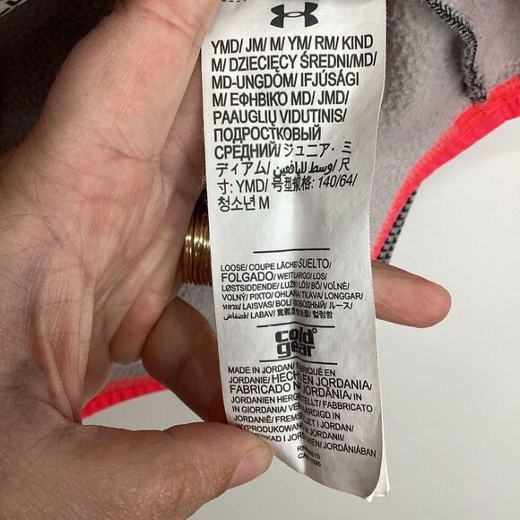 Girls Under Armour‎ Drifit Performance hoodie Medium Gray/pink - Picture 3 of 7